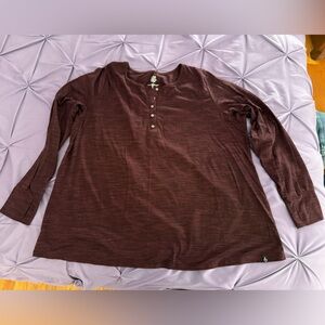 TORRID Happy Camper Lyocell Henley Long Sleeve Active Tee
Maroon/Black Sz 4